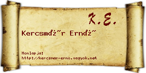 Kercsmár Ernő névjegykártya